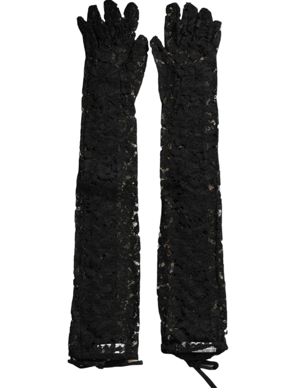 Dolce & Gabbana Black Taormina Lace Elbow Length Gloves by Dolce & Gabbana