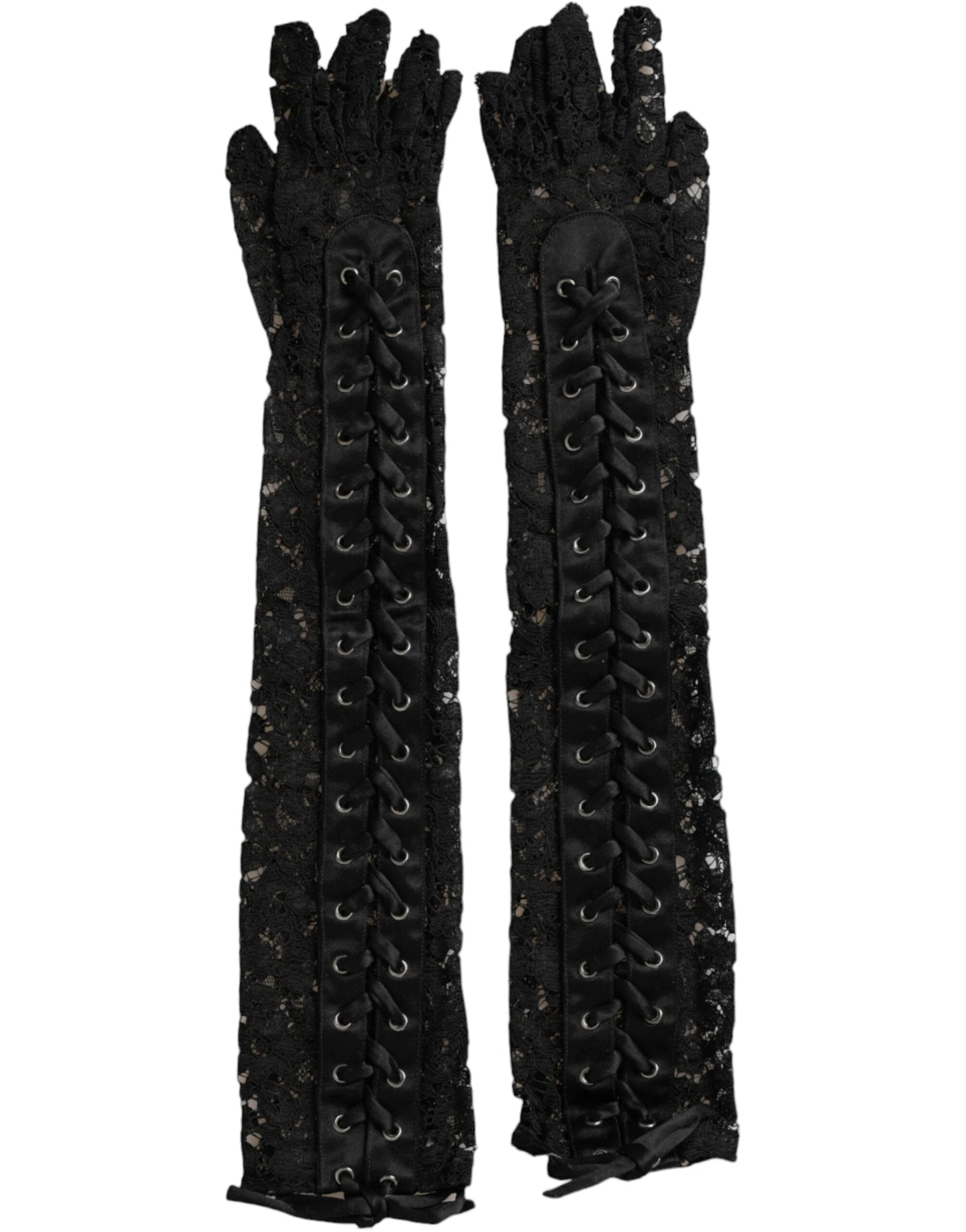 Dolce & Gabbana Black Taormina Lace Elbow Length Gloves by Dolce & Gabbana