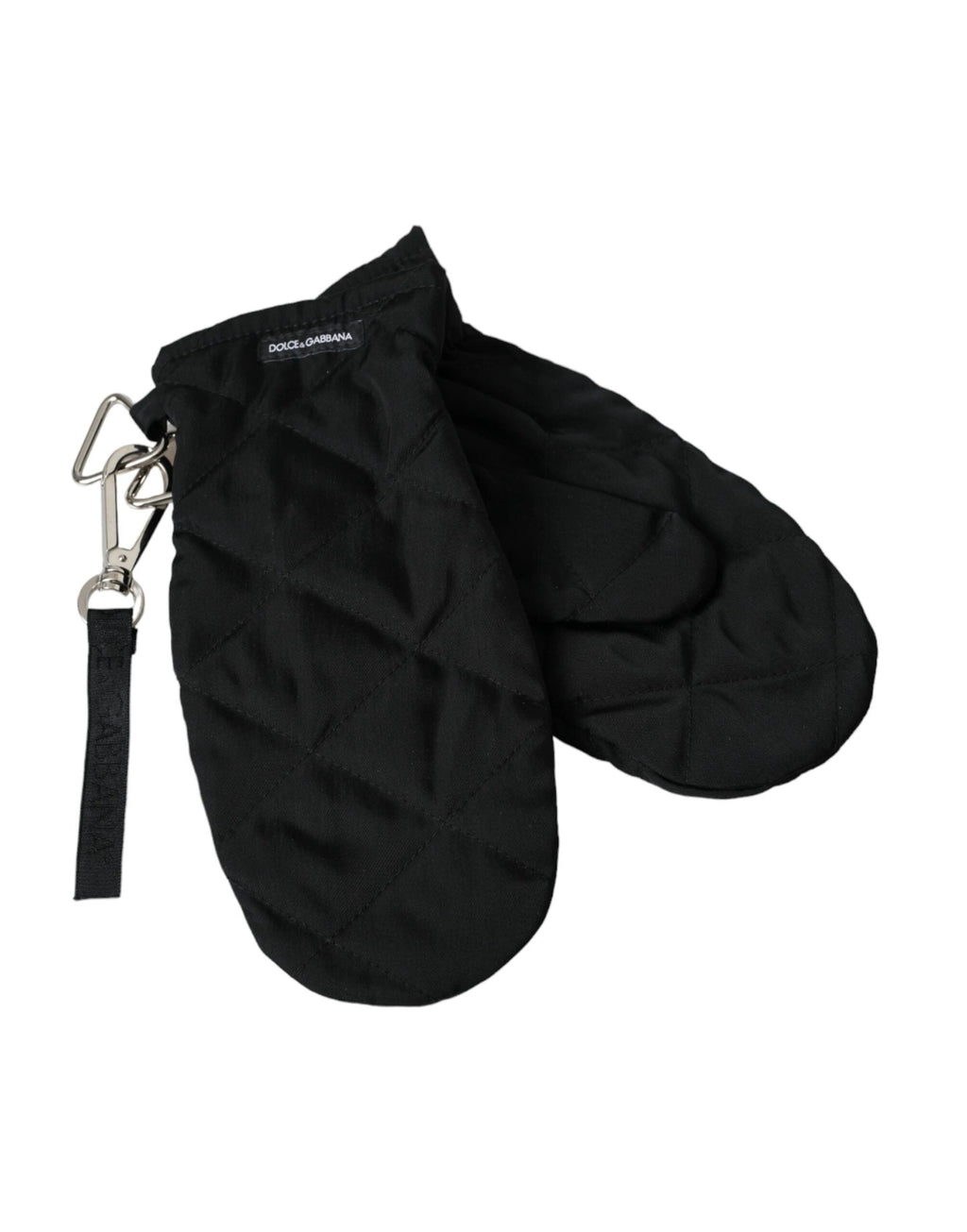 Dolce & Gabbana Black Quilted Nylon Wrist Length Mitten Gloves by Dolce & Gabbana