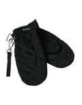 Dolce & Gabbana Black Quilted Nylon Wrist Length Mitten Gloves by Dolce & Gabbana