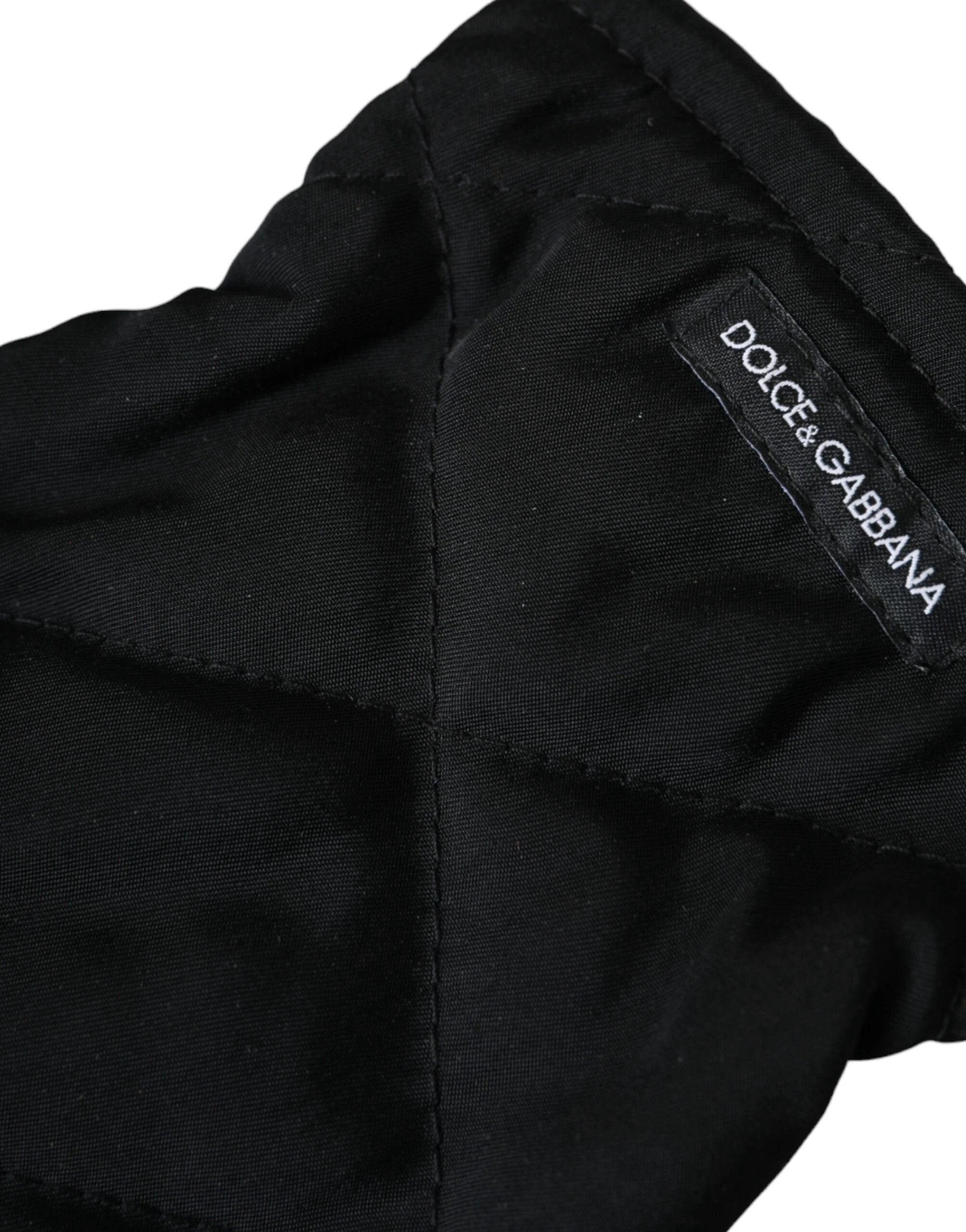 Dolce & Gabbana Black Quilted Nylon Wrist Length Mitten Gloves by Dolce & Gabbana