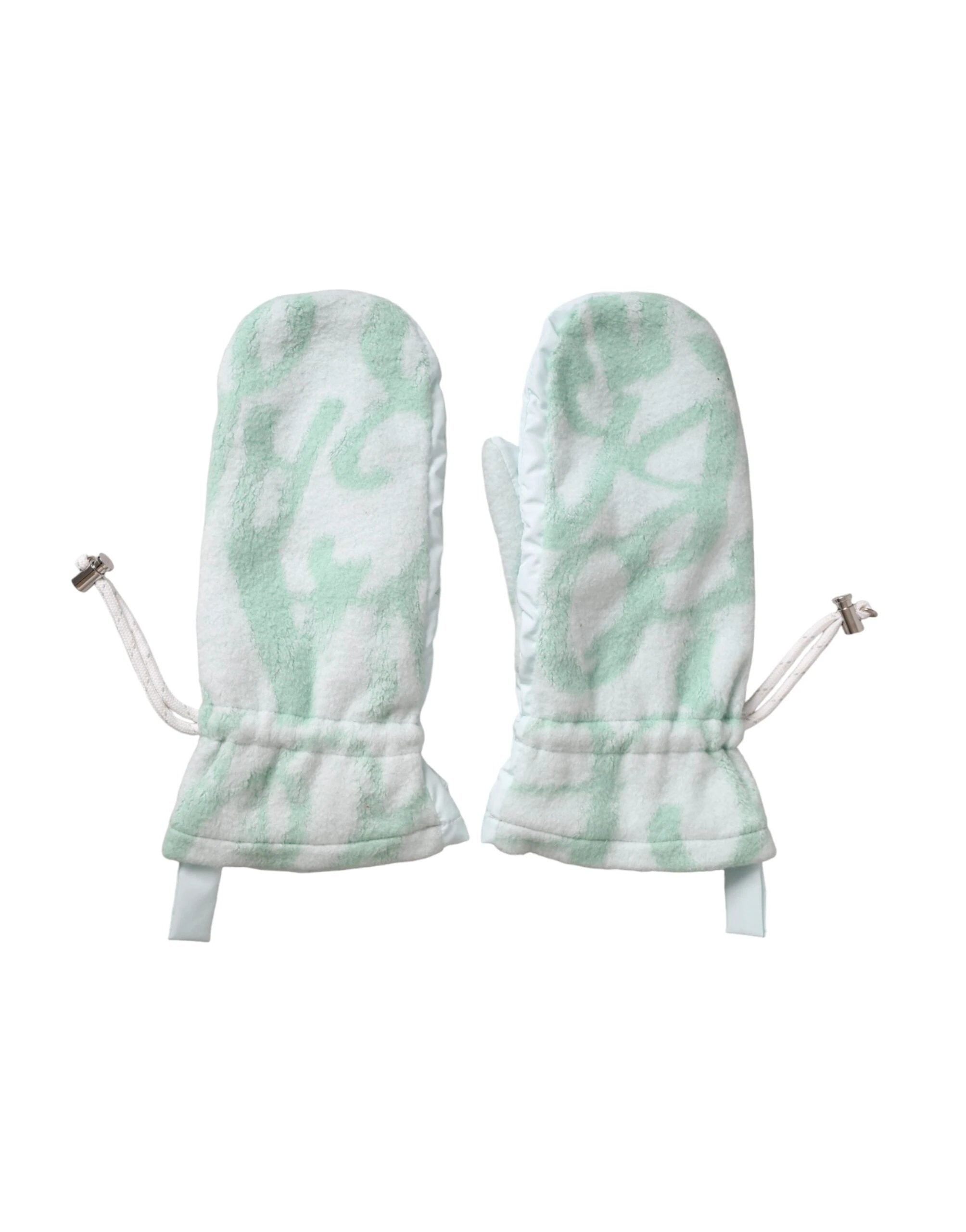 Dolce & Gabbana White Nylon Fleece Wrist Length Mitten Gloves by Dolce & Gabbana