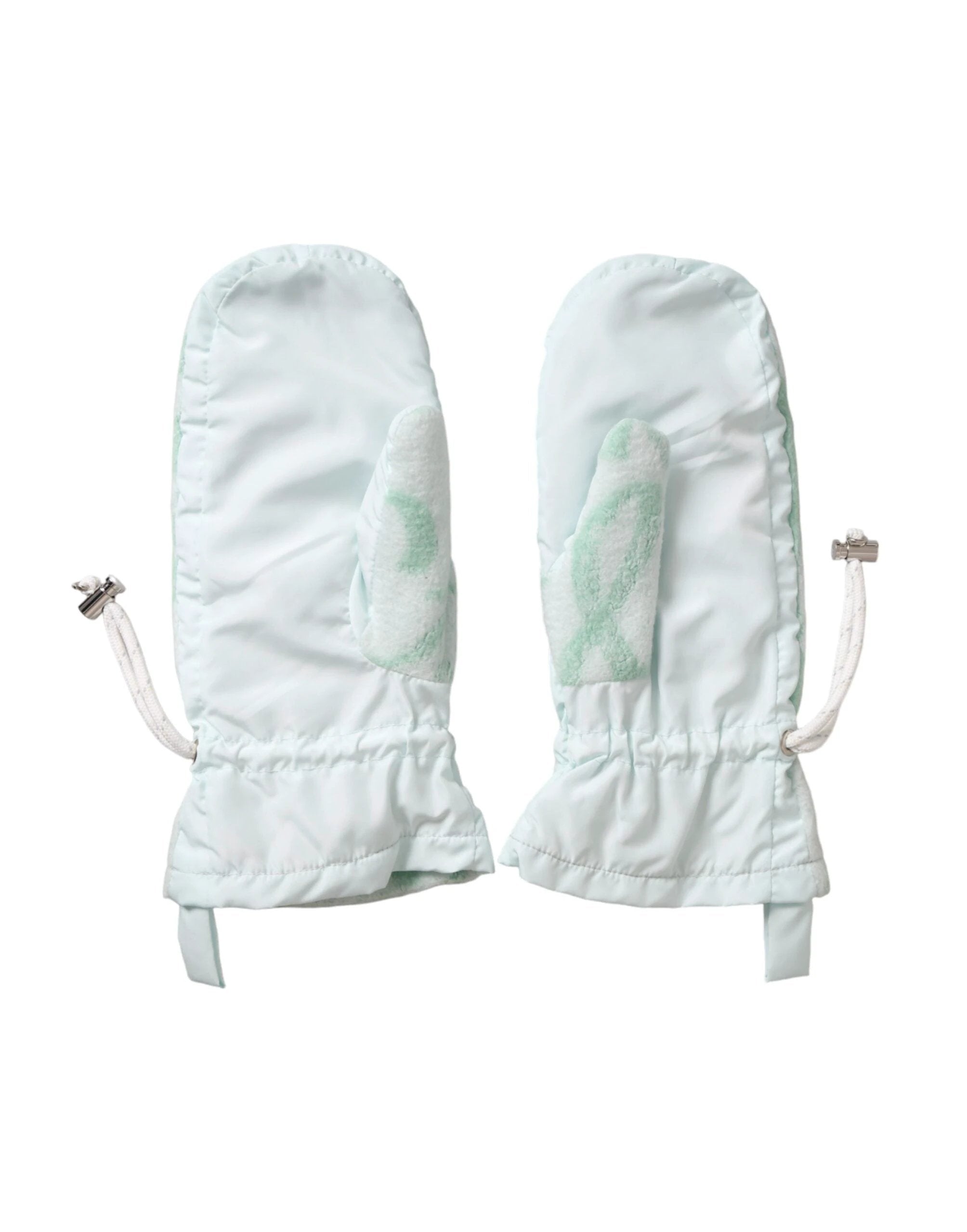 Dolce & Gabbana White Nylon Fleece Wrist Length Mitten Gloves by Dolce & Gabbana