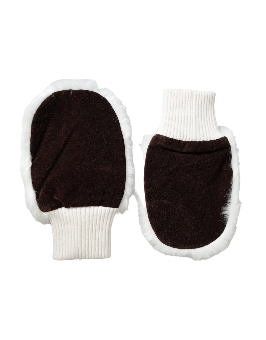 Dolce & Gabbana White Acrylic Knitted Fur Wrist Mitten Gloves by Dolce & Gabbana