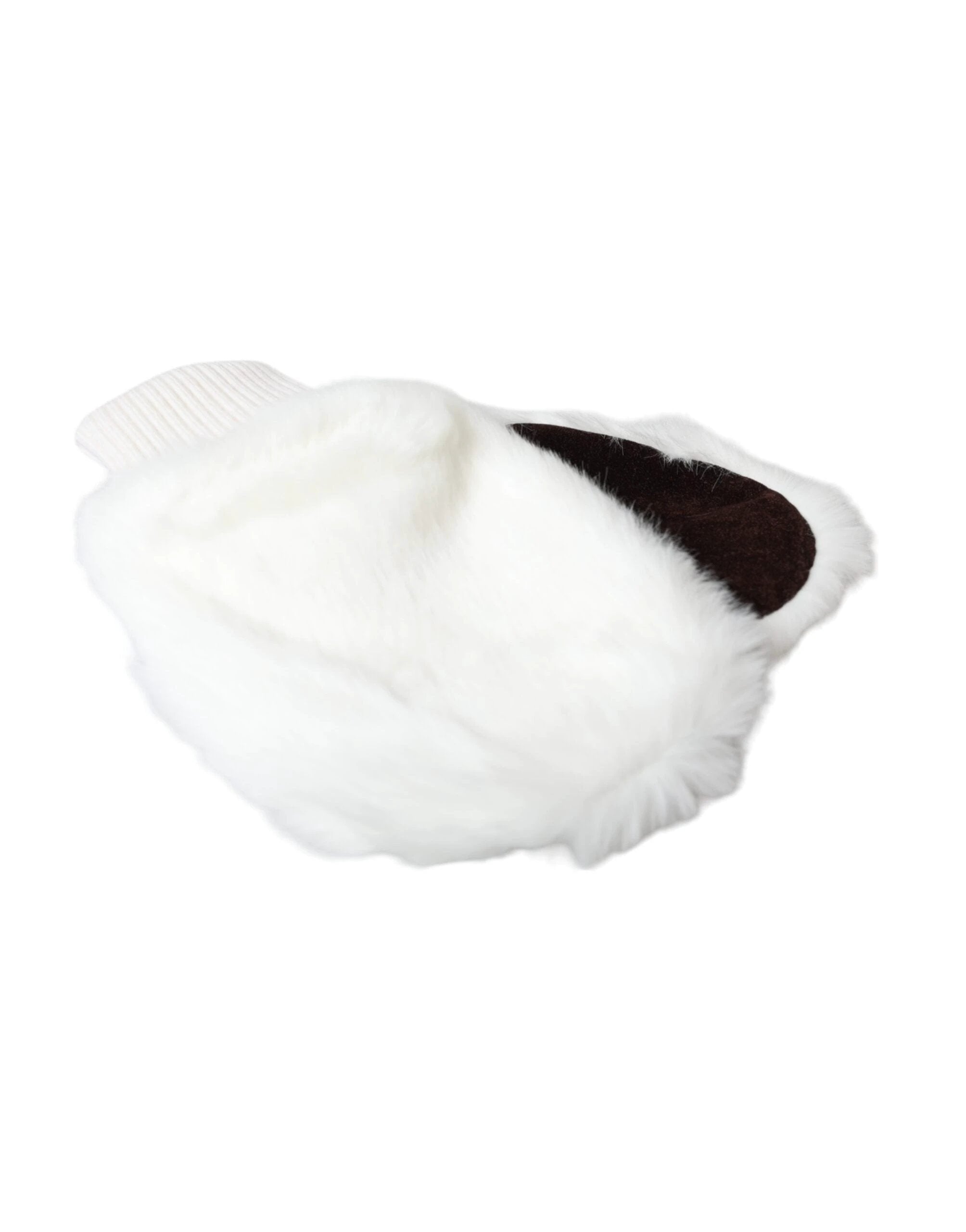 Dolce & Gabbana White Acrylic Knitted Fur Wrist Mitten Gloves by Dolce & Gabbana
