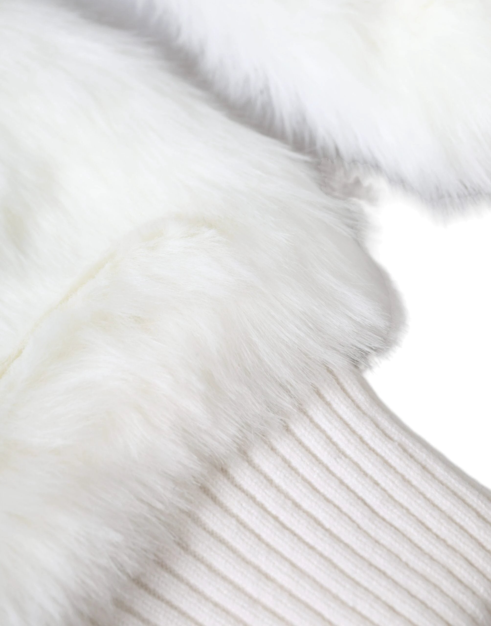 Dolce & Gabbana White Acrylic Knitted Fur Wrist Mitten Gloves by Dolce & Gabbana