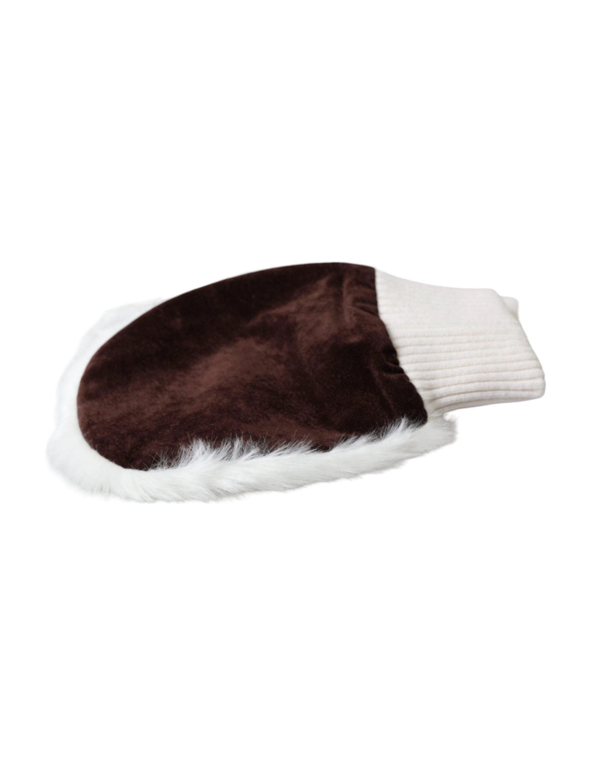 Dolce & Gabbana White Acrylic Knitted Fur Wrist Mitten Gloves by Dolce & Gabbana