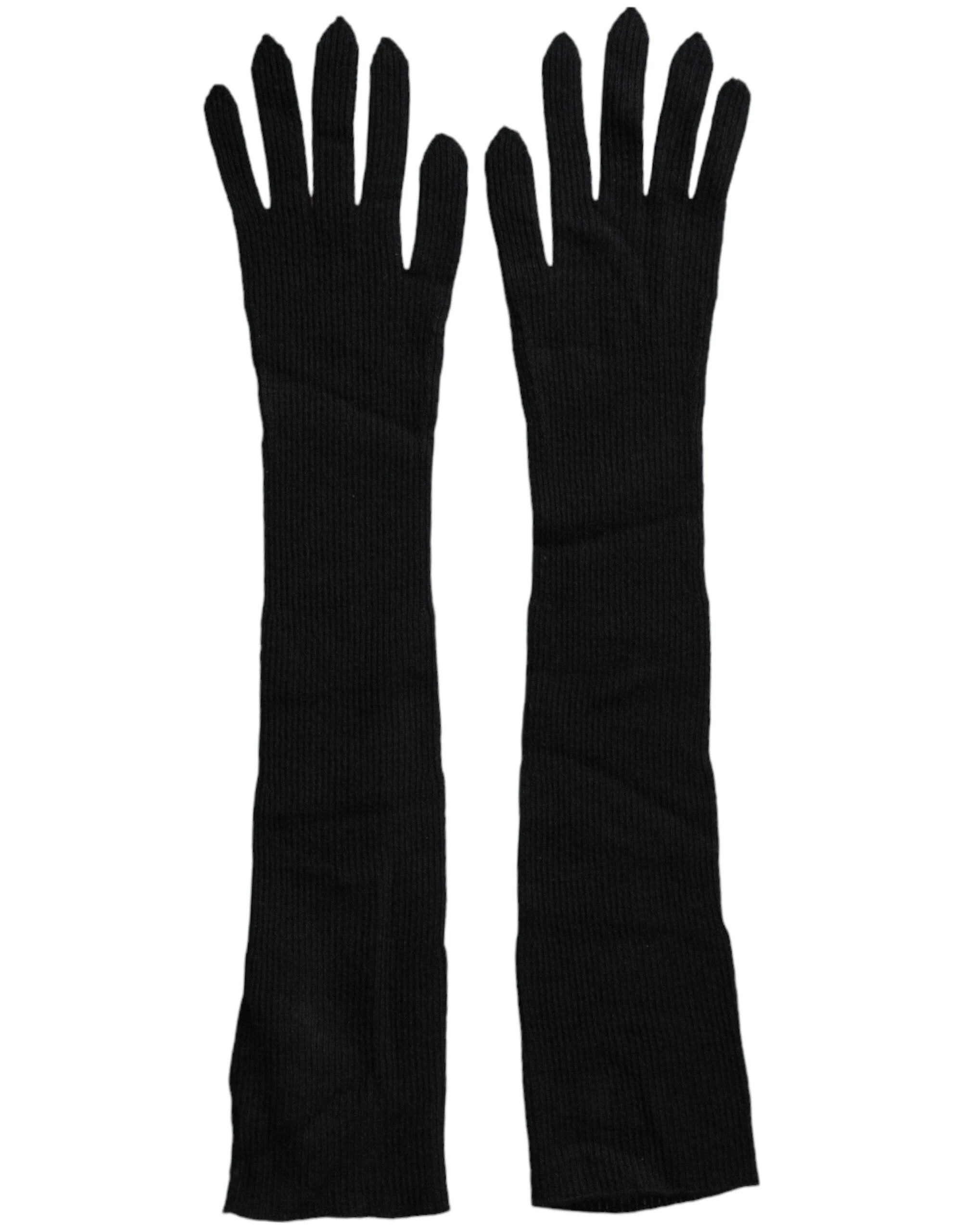 Dolce & Gabbana Black Cashmere Knitted Elbow Length Gloves by Dolce & Gabbana