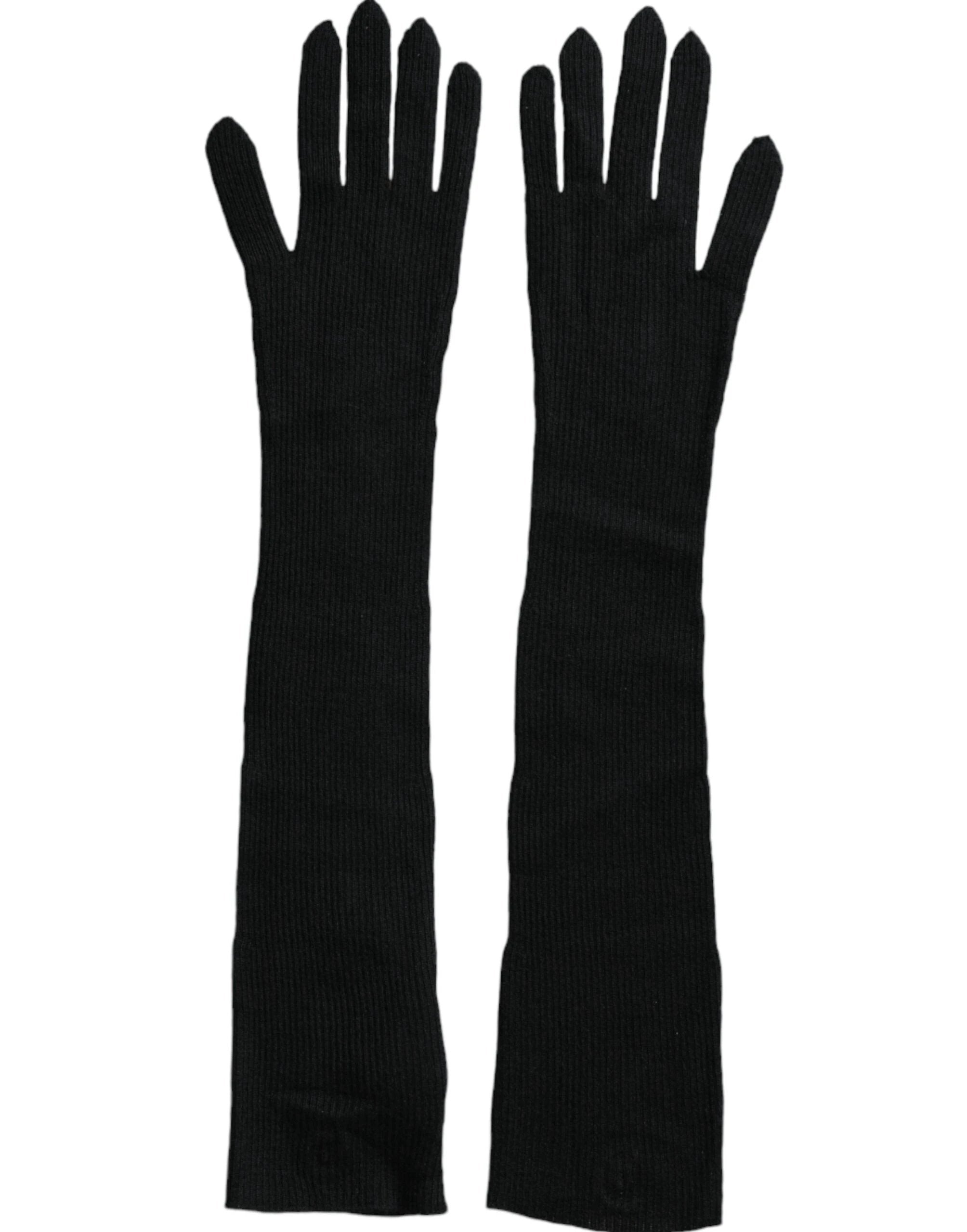 Dolce & Gabbana Black Cashmere Knitted Elbow Length Gloves by Dolce & Gabbana