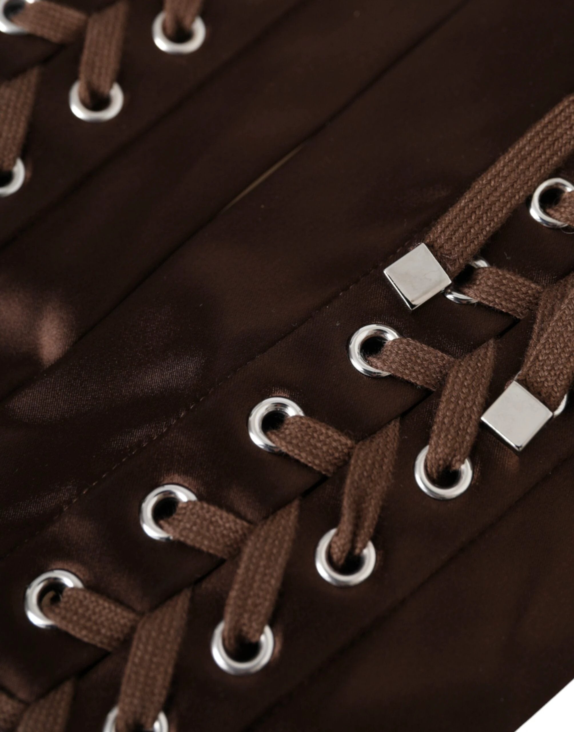 Dolce & Gabbana Brown Acetate Lace Up Fingerless Gloves by Dolce & Gabbana