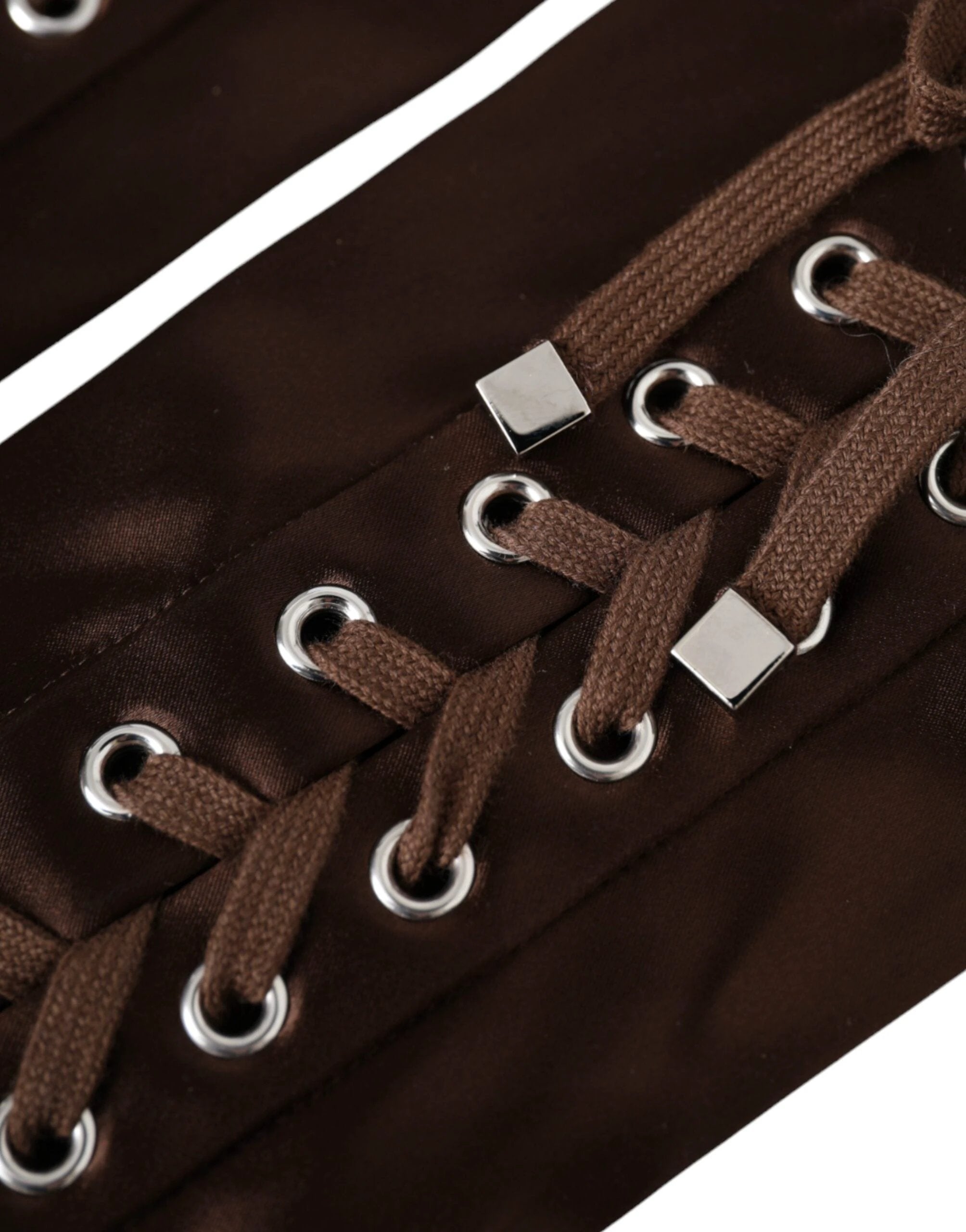 Dolce & Gabbana Brown Acetate Lace Up Fingerless Gloves by Dolce & Gabbana