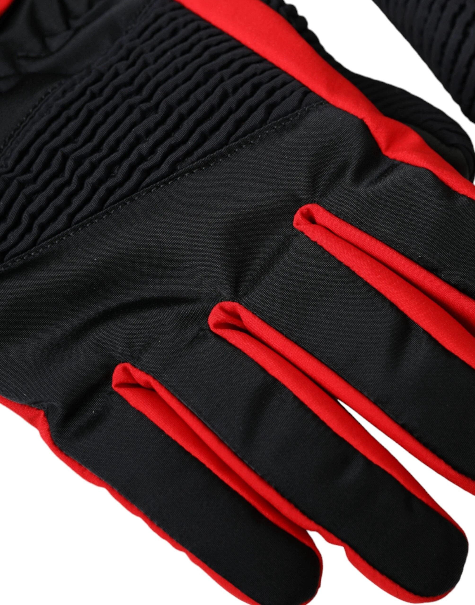 Dolce & Gabbana Black Red Nylon Wrist Length Gloves by Dolce & Gabbana