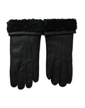 Dolce & Gabbana Black Leather Fur Short Hands Gloves by Dolce & Gabbana