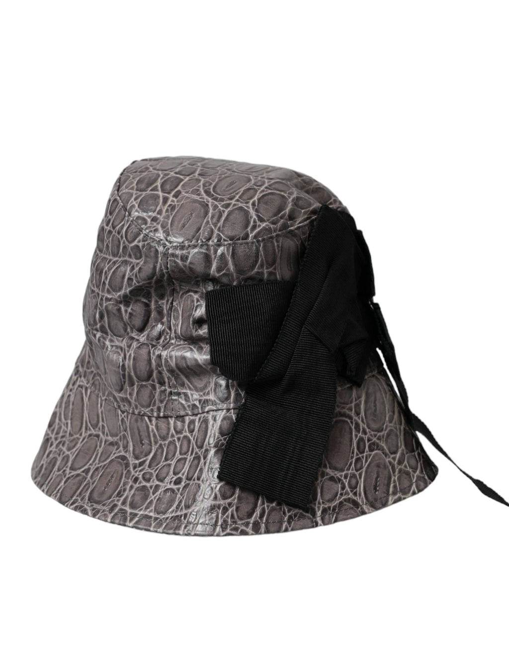 Dolce & Gabbana Black Gray Patterned Leather Bucket Hat by Dolce & Gabbana