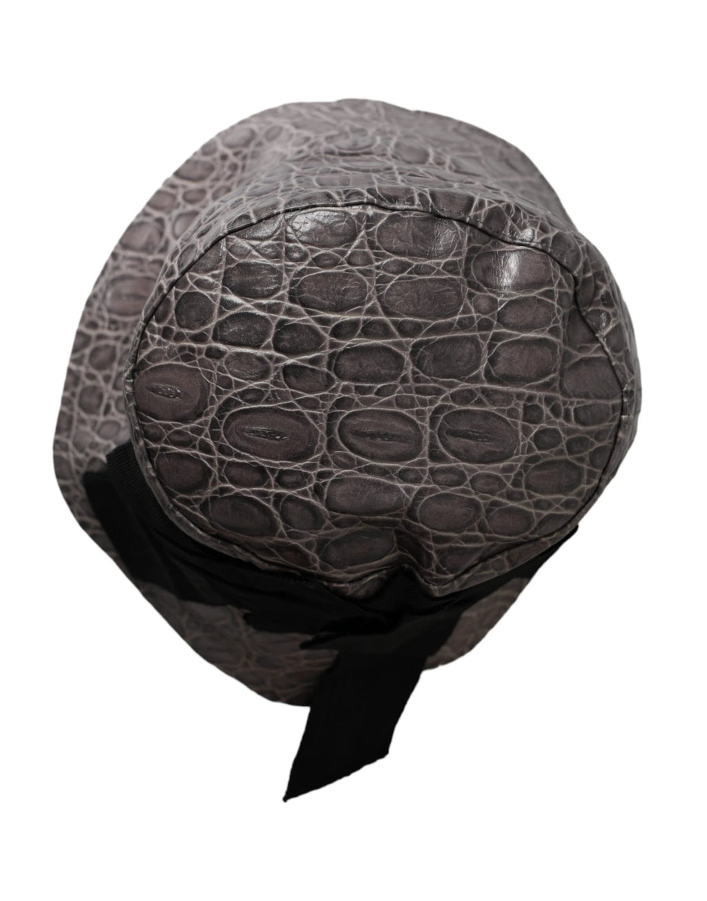 Dolce & Gabbana Black Gray Patterned Leather Bucket Hat by Dolce & Gabbana