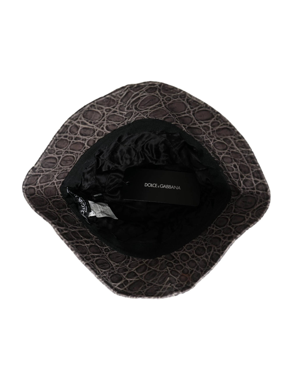 Dolce & Gabbana Black Gray Patterned Leather Bucket Hat by Dolce & Gabbana