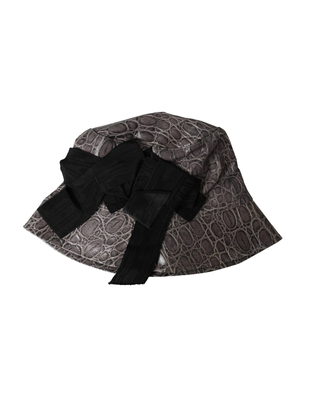 Dolce & Gabbana Black Gray Patterned Leather Bucket Hat by Dolce & Gabbana