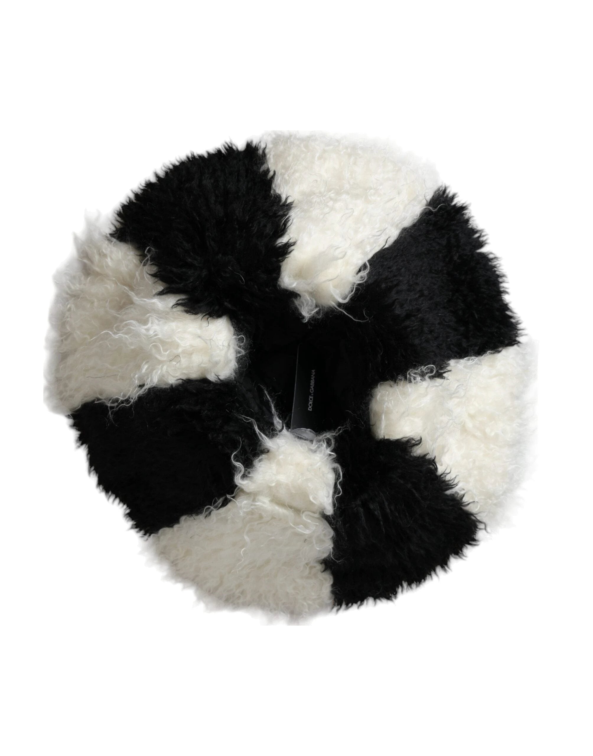 Dolce & Gabbana Black White Stripes Mohair Fur Bucket Hat by Dolce & Gabbana