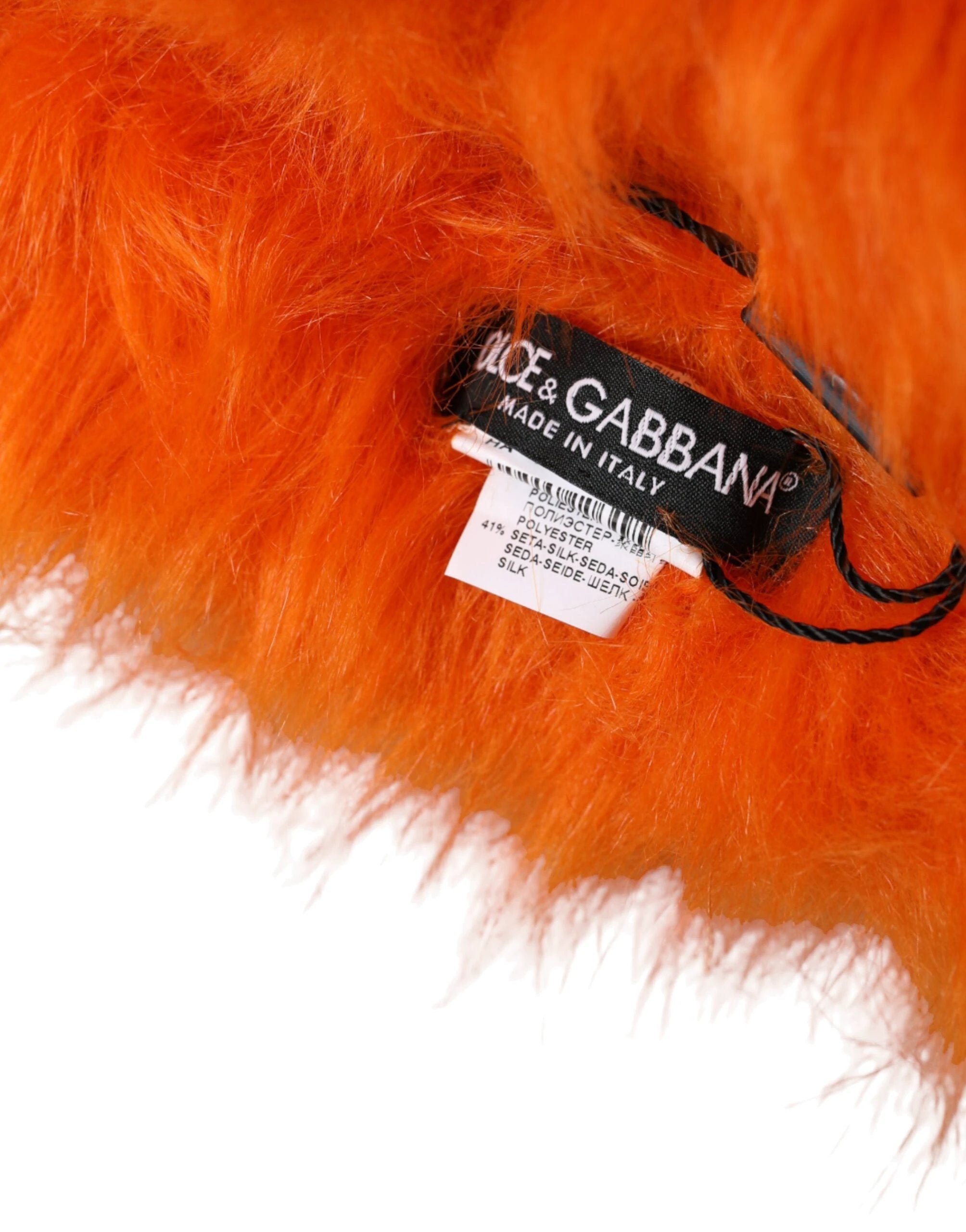 Dolce & Gabbana Orange Faux Fur Whole Head Wrap Hat by Dolce & Gabbana