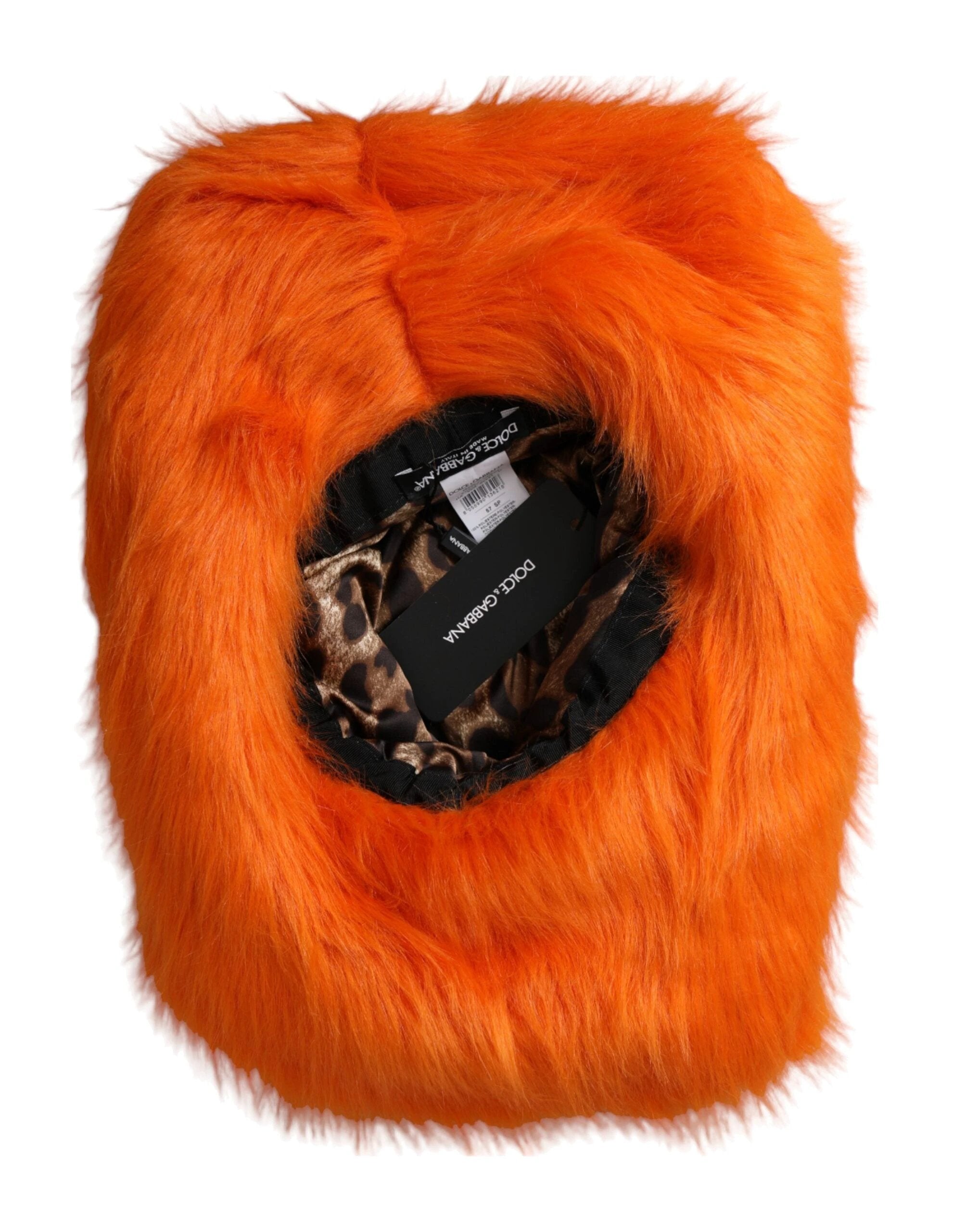 Dolce & Gabbana Orange Faux Fur Polyester Fedora Hat by Dolce & Gabbana