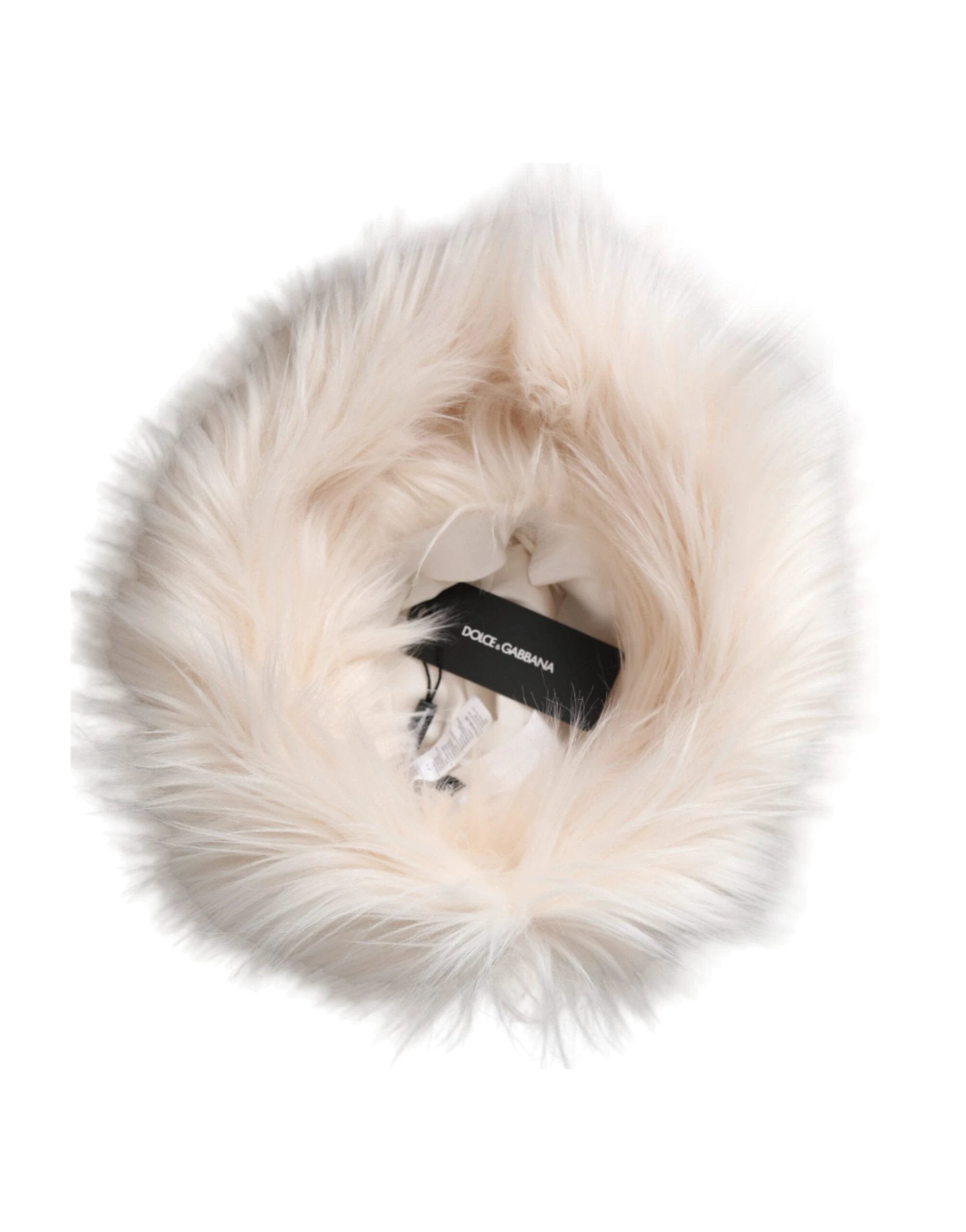 Dolce & Gabbana White Acrylic Fur Womens Bucket Hat by Dolce & Gabbana