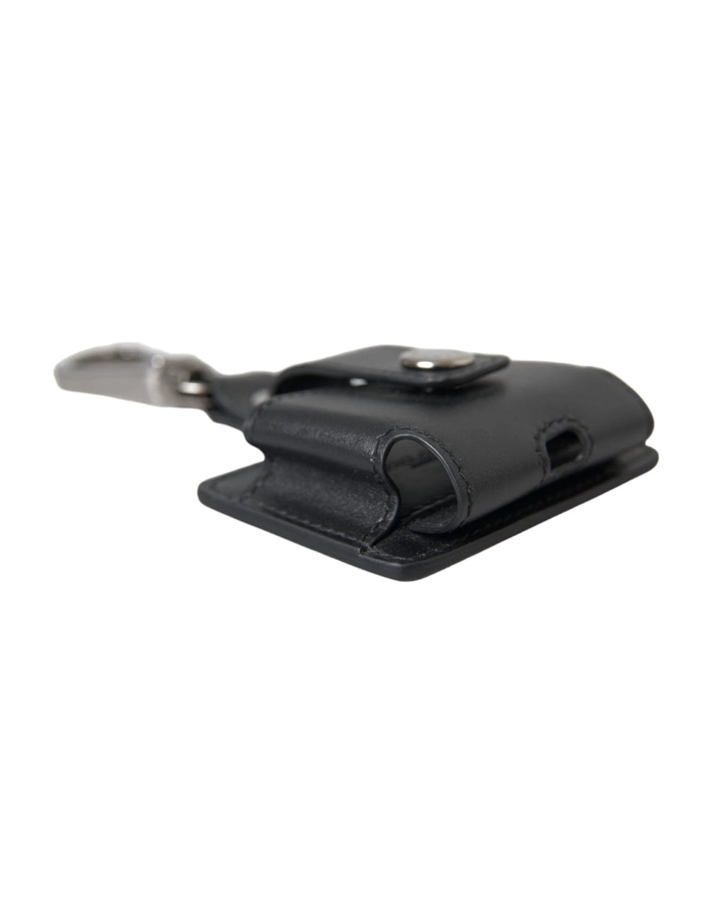 Dolce & Gabbana Black Plain Leather Silver Metal Airpods Case by Dolce & Gabbana