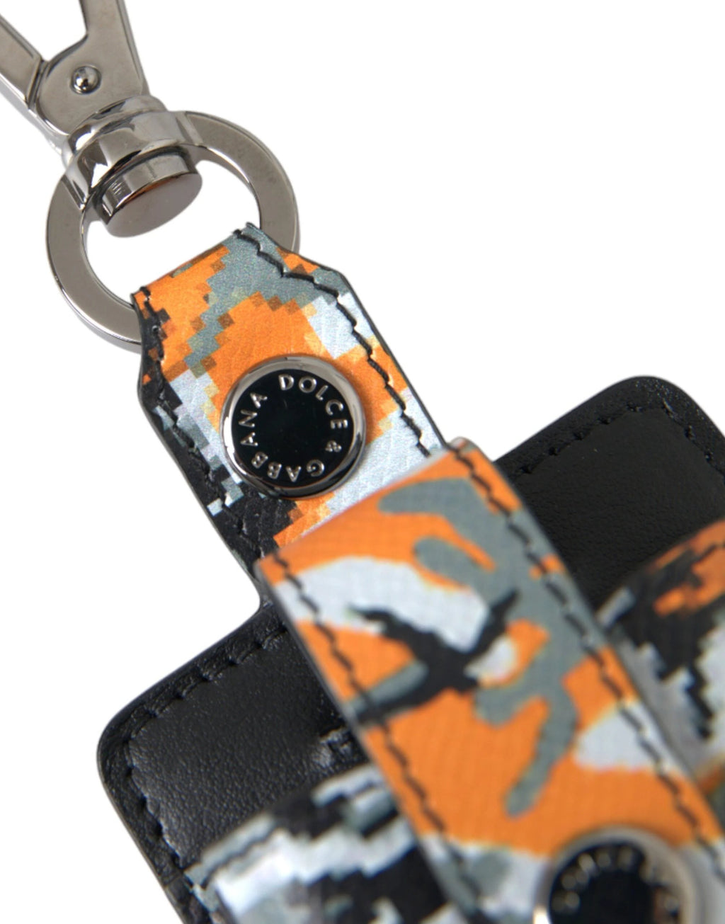 Dolce & Gabbana Multicolor Camouflage Print Leather Metal Airpods Case by Dolce & Gabbana