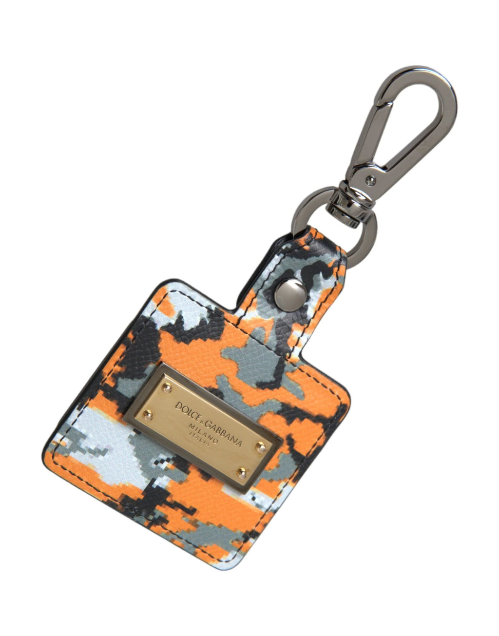 Dolce & Gabbana Multicolor Camouflage Print Leather Logo Metal Airpods Case by Dolce & Gabbana
