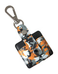 Dolce & Gabbana Multicolor Camouflage Print Leather Logo Metal Airpods Case by Dolce & Gabbana