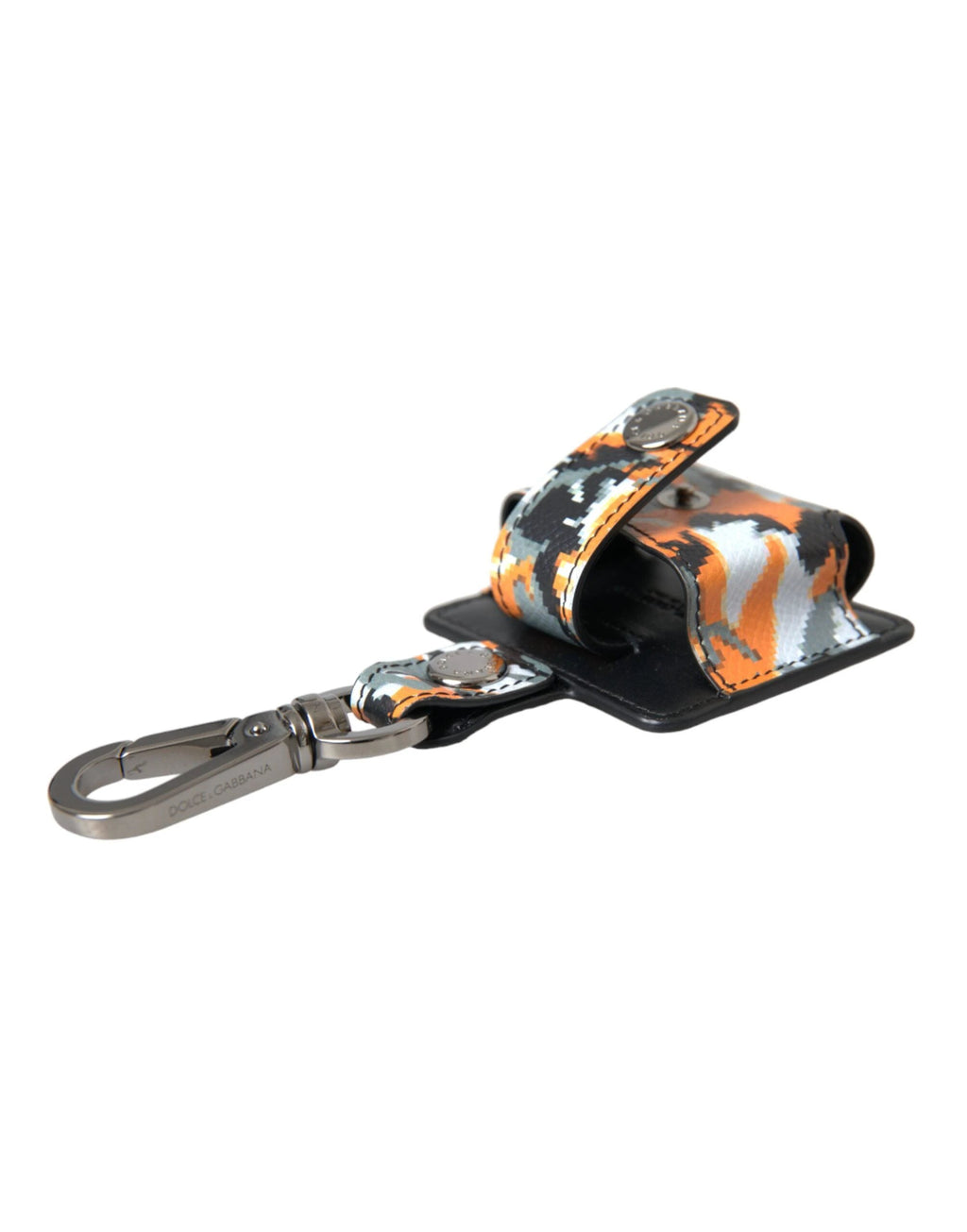 Dolce & Gabbana Multicolor Camouflage Print Leather Logo Metal Airpods Case by Dolce & Gabbana