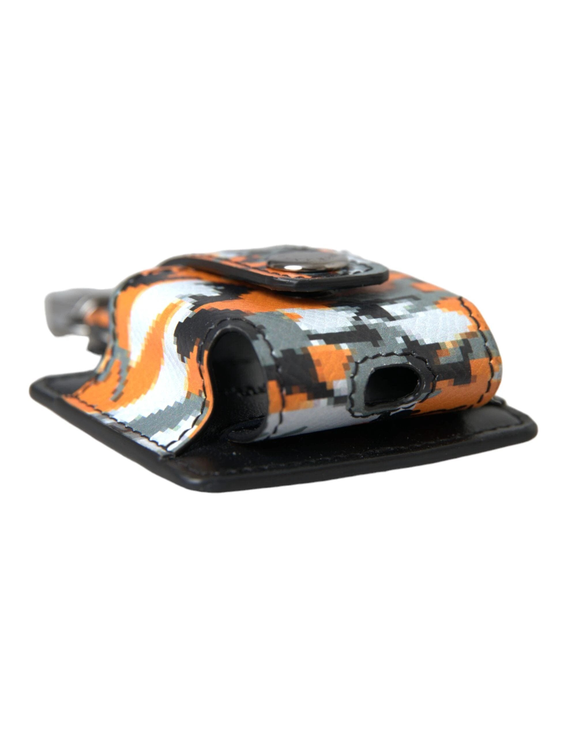 Dolce & Gabbana Multicolor Camouflage Print Leather Logo Metal Airpods Case by Dolce & Gabbana