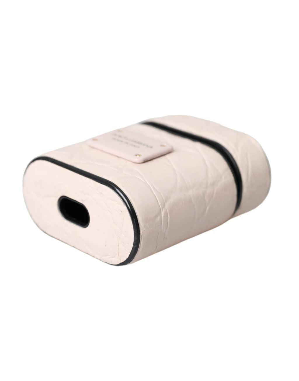 Dolce & Gabbana Light Pink Leather Metal Logo Plaque Airpods Case by Dolce & Gabbana