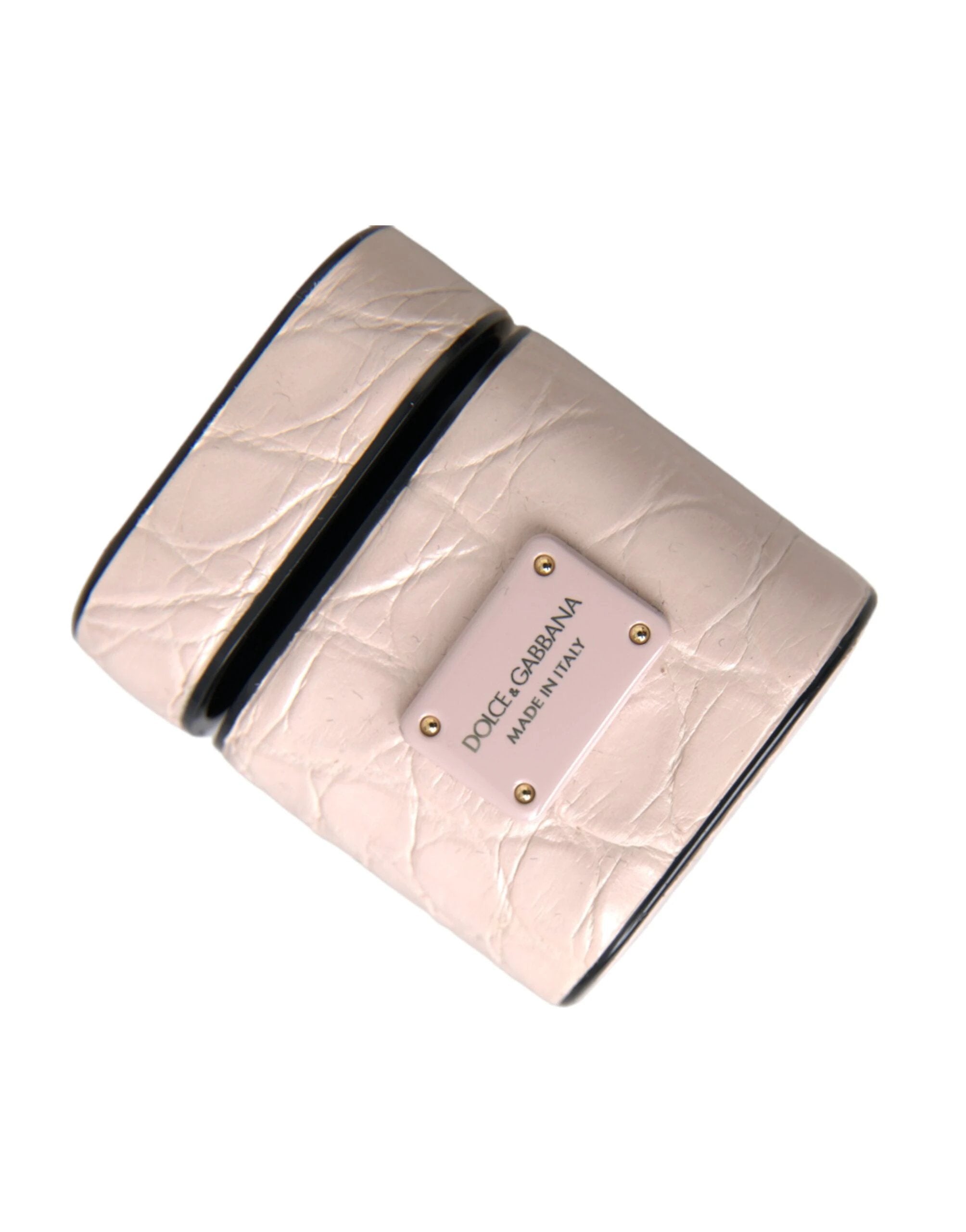 Dolce & Gabbana Light Pink Leather Metal Logo Plaque Airpods Case by Dolce & Gabbana