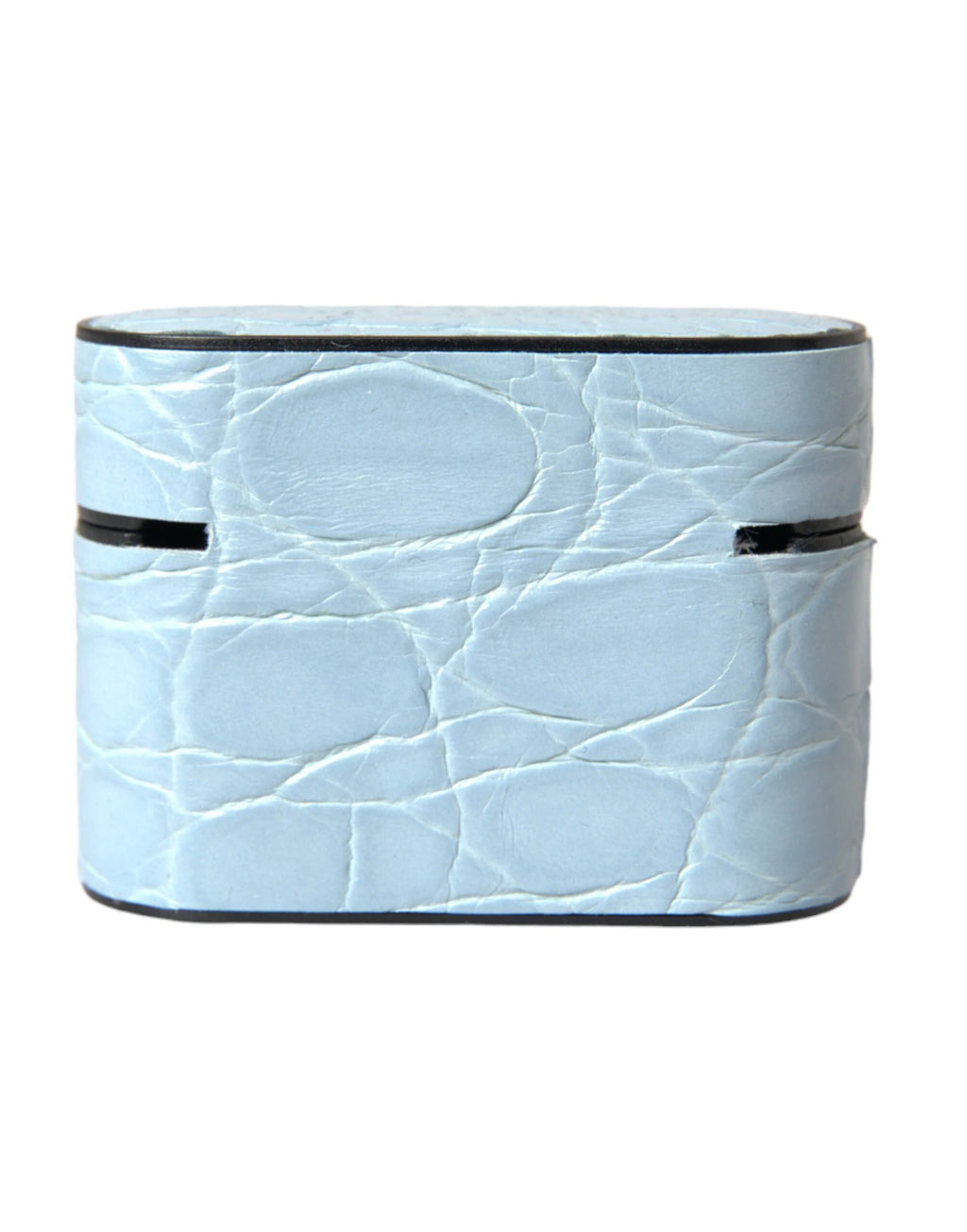 Dolce & Gabbana Light Blue Leather Metal Logo Plaque Airpods Case by Dolce & Gabbana