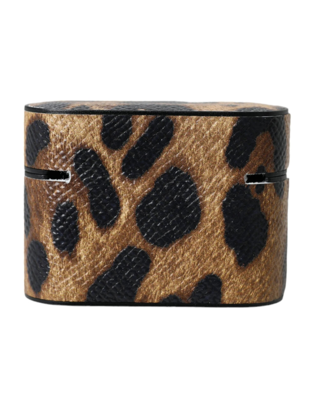 Dolce & Gabbana Brown Leopard Calf Leather Metal Logo Plaque Airpods Case by Dolce & Gabbana