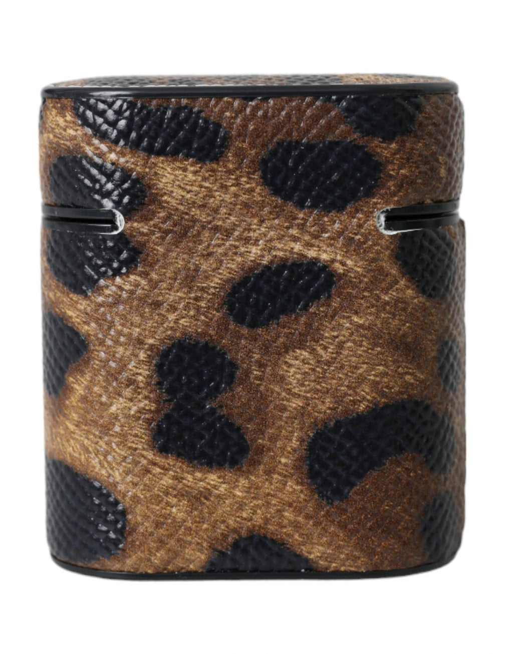Dolce & Gabbana Brown Leopard Calf Leather Metal Logo Plaque Airpods Case by Dolce & Gabbana