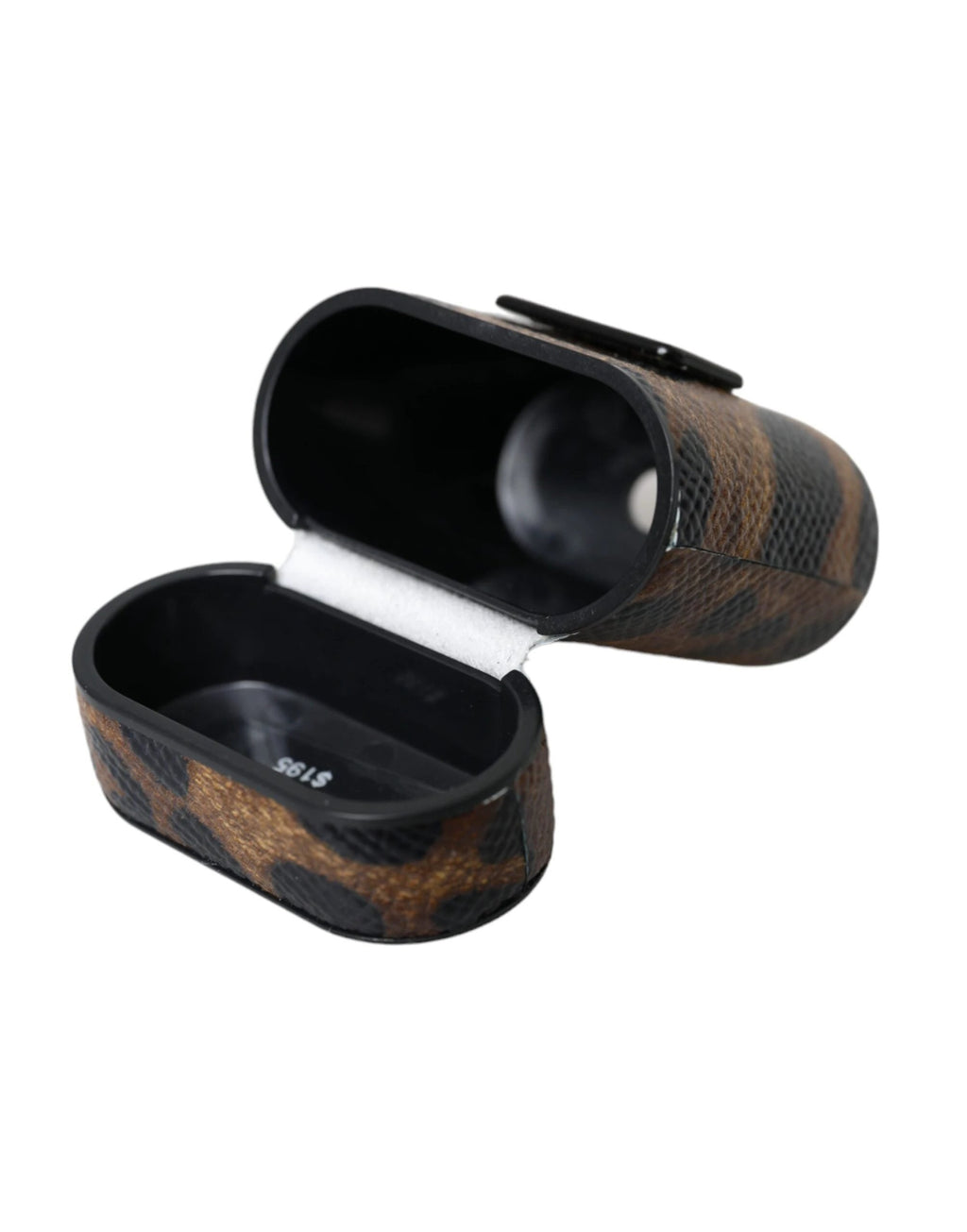 Dolce & Gabbana Brown Leopard Calf Leather Metal Logo Plaque Airpods Case by Dolce & Gabbana
