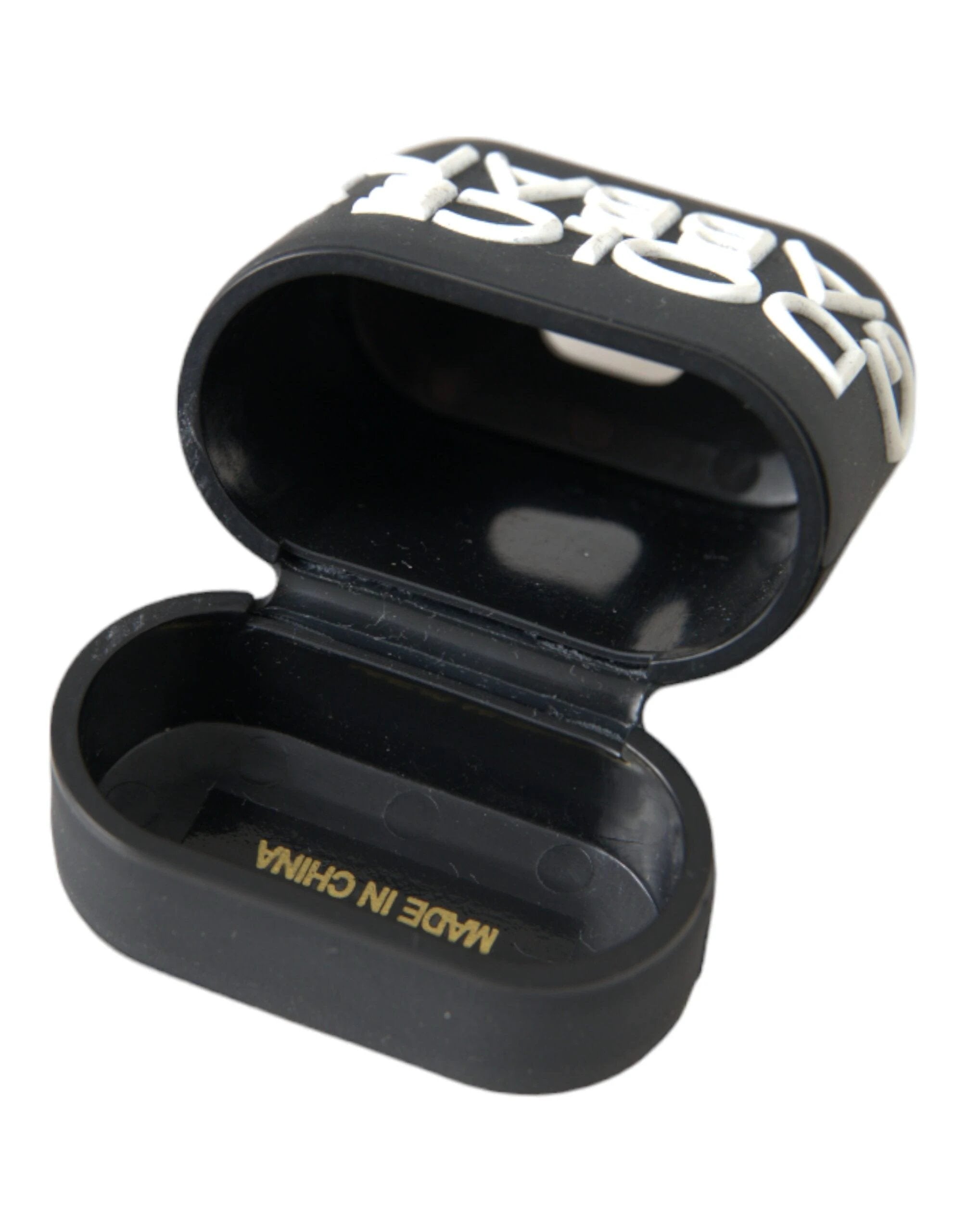 Dolce & Gabbana Black White Silicone Embossed Logo Airpods Case by Dolce & Gabbana