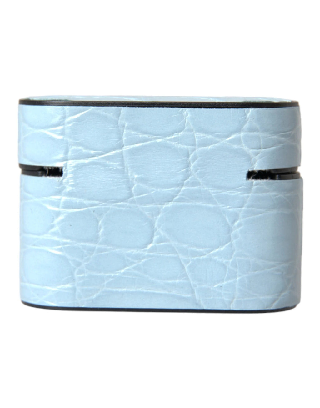 Dolce & Gabbana Light Blue Leather Metal Logo Plaque Airpods Case by Dolce & Gabbana