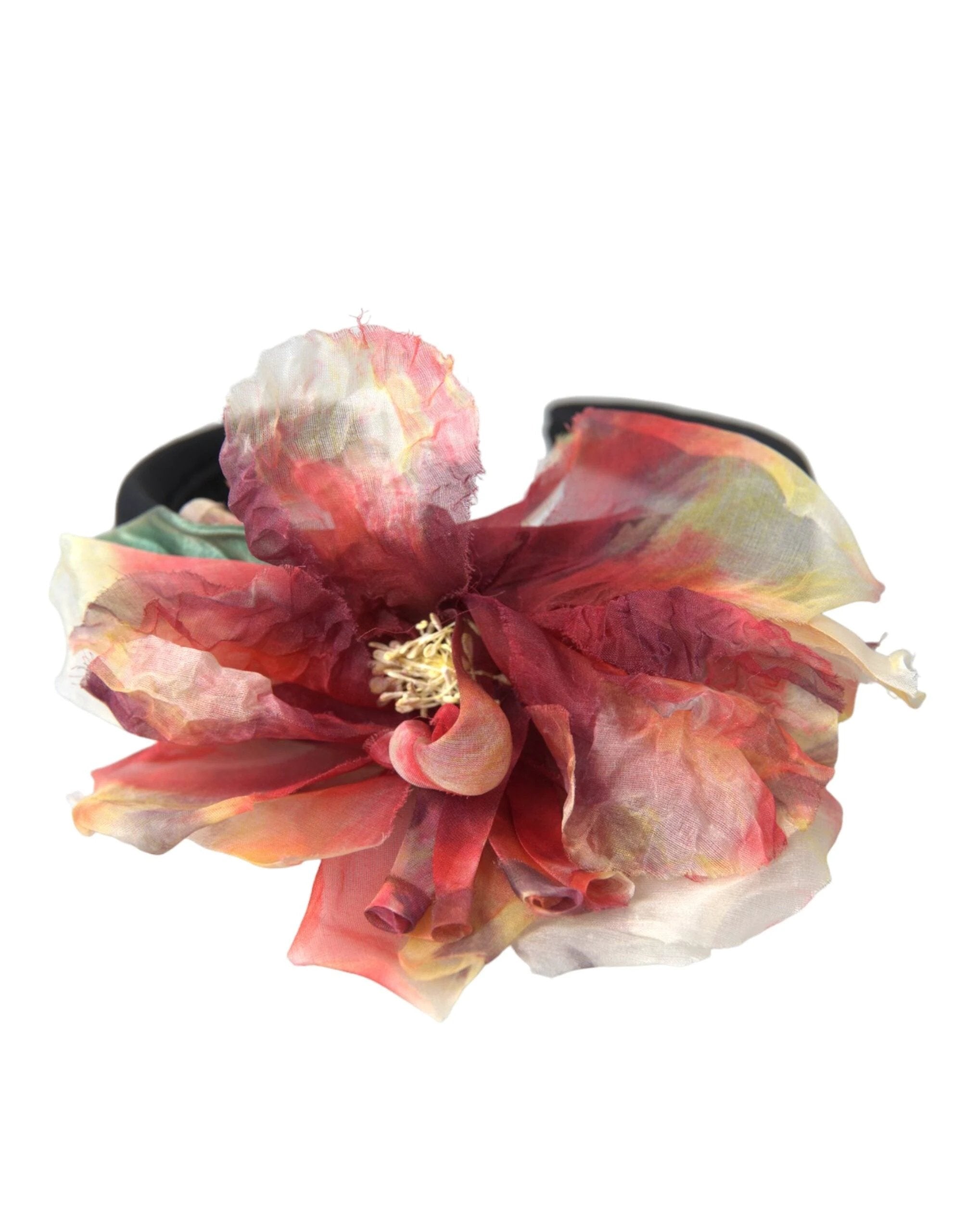 Dolce & Gabbana Rose Pink Silk Floral Black Tiara Women Hairband Diadem by Dolce & Gabbana