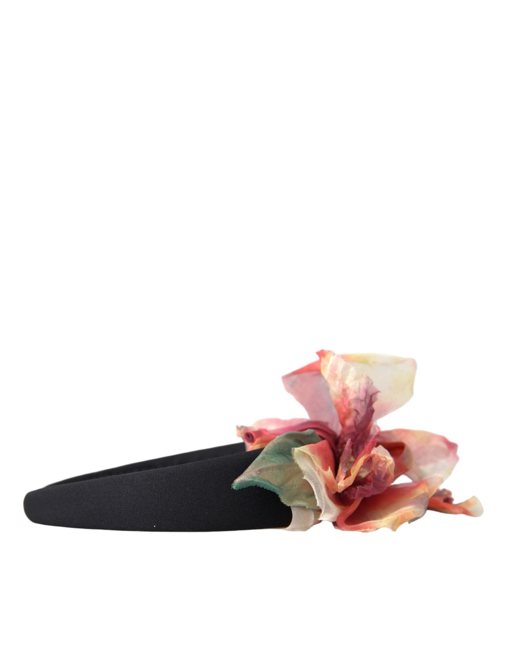 Dolce & Gabbana Rose Pink Silk Floral Black Tiara Women Hairband Diadem by Dolce & Gabbana
