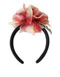 Dolce & Gabbana Rose Pink Silk Floral Black Tiara Women Hairband Diadem by Dolce & Gabbana