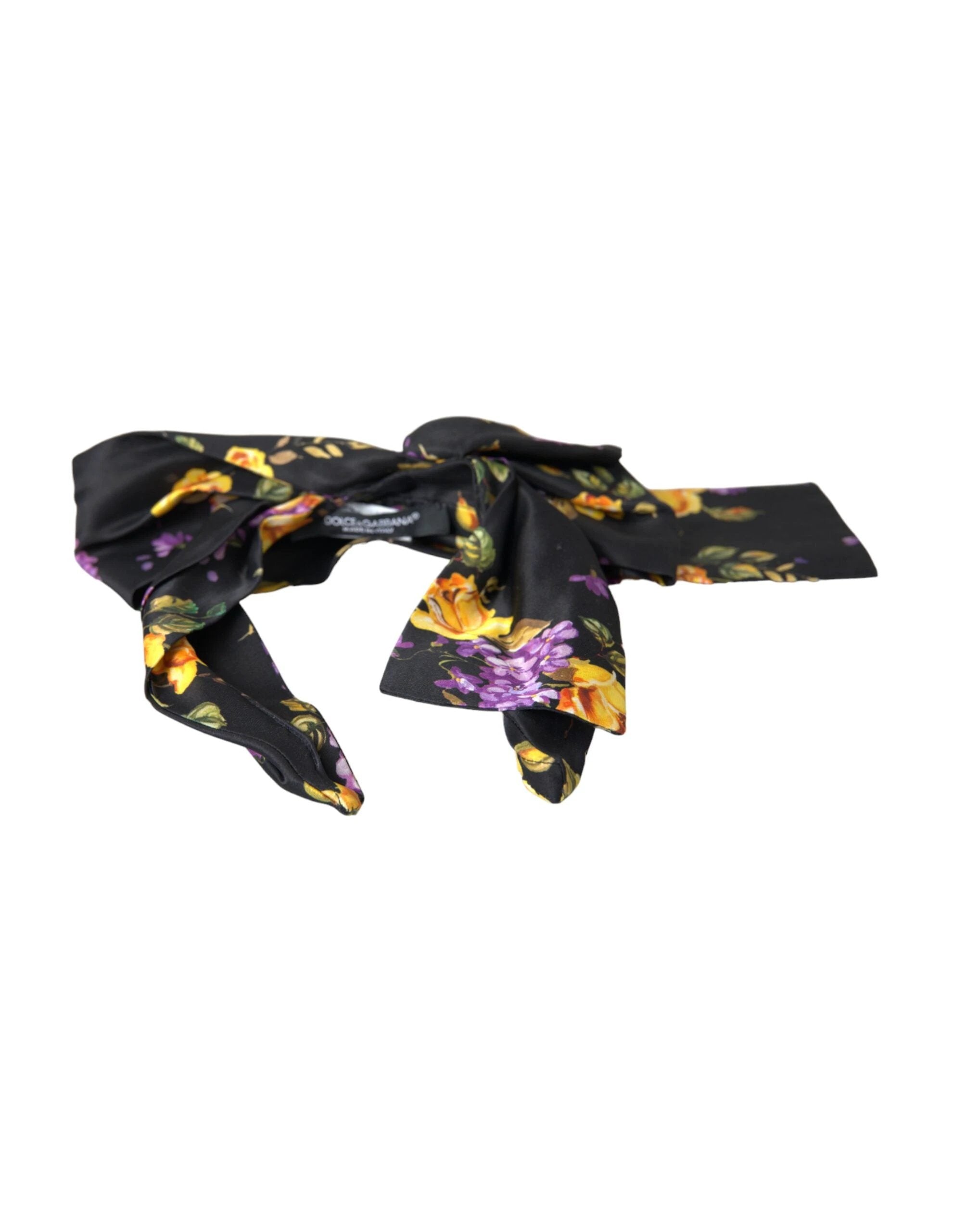 Dolce & Gabbana Black Floral Applique Silk Women Headband Diadem by Dolce & Gabbana