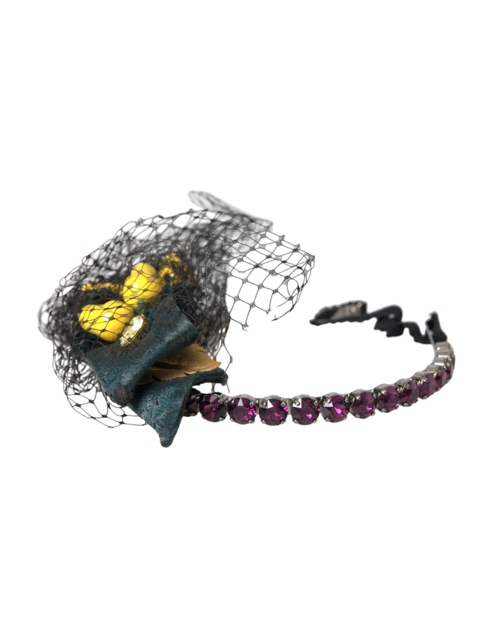 Dolce & Gabbana Black Lemons Sicily Purple Crystal Net Headband Diadem by Dolce & Gabbana
