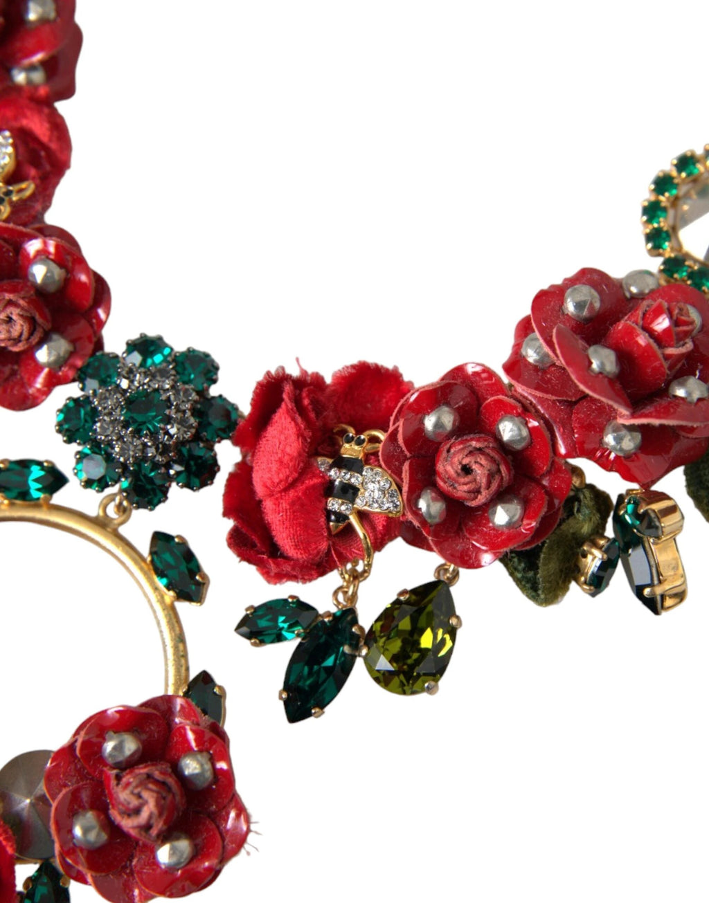Dolce & Gabbana Gold Brass Link Chain RosePetal Crystal Pendant Necklace by Dolce & Gabbana