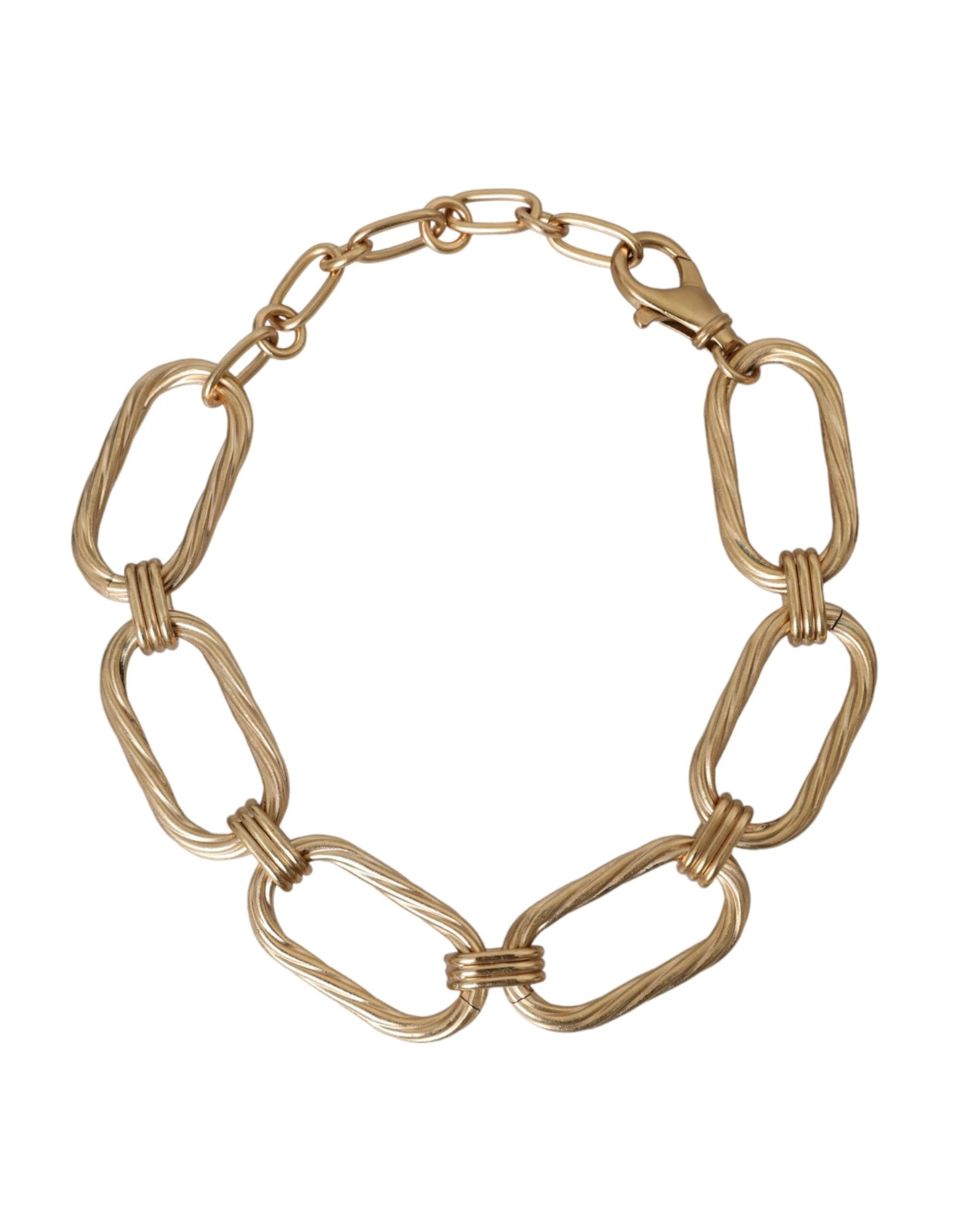 Dolce & Gabbana Gold Tone Brass Large Link Chain Jewelry Necklace by Dolce & Gabbana