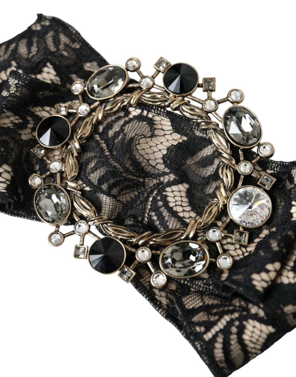 Dolce & Gabbana Black Lace Crystal Handmade Brooch Hair Pin by Dolce & Gabbana