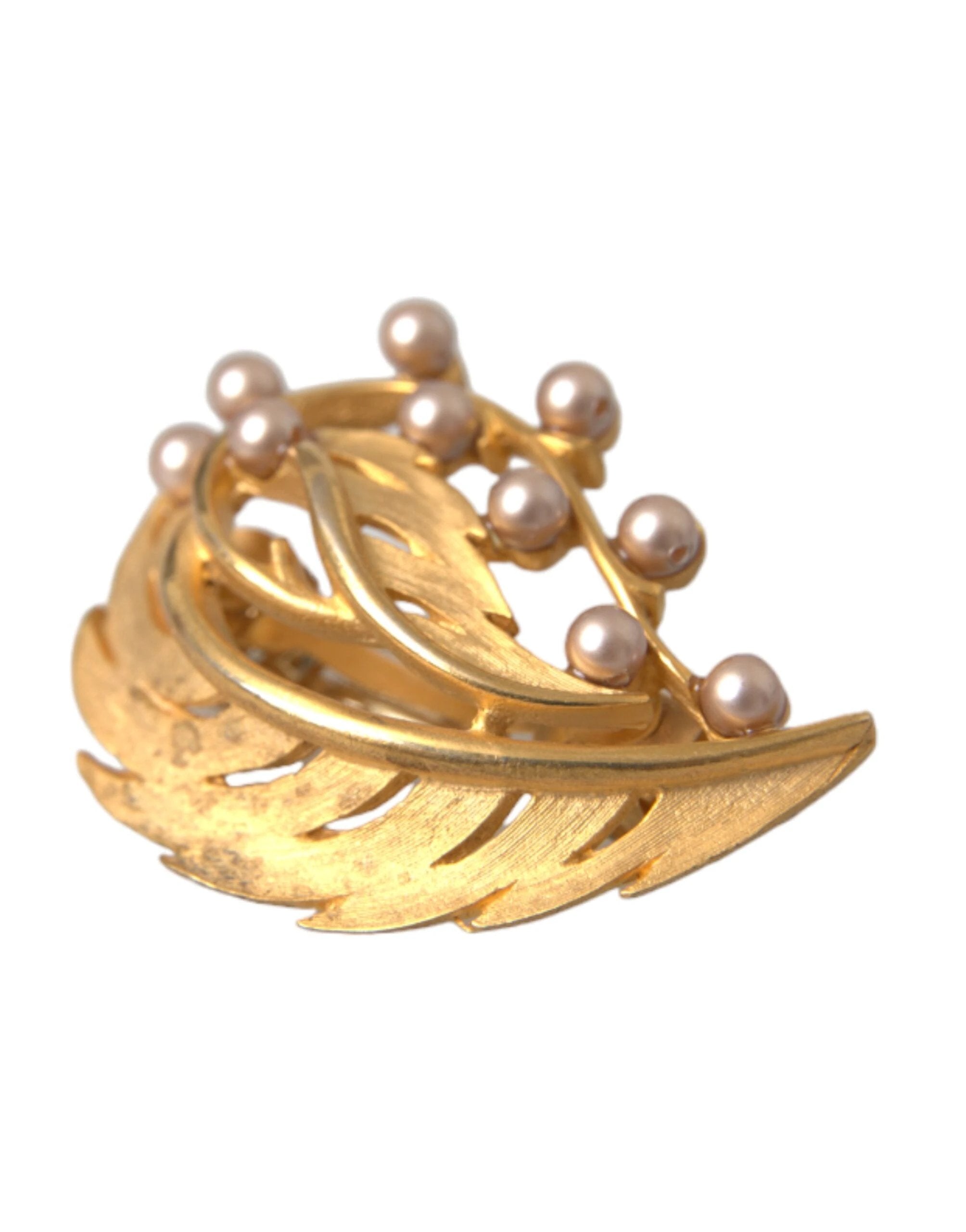 Dolce & Gabbana Gold Brass Leaf Embellished Jewelry Brooch Hair Pin by Dolce & Gabbana