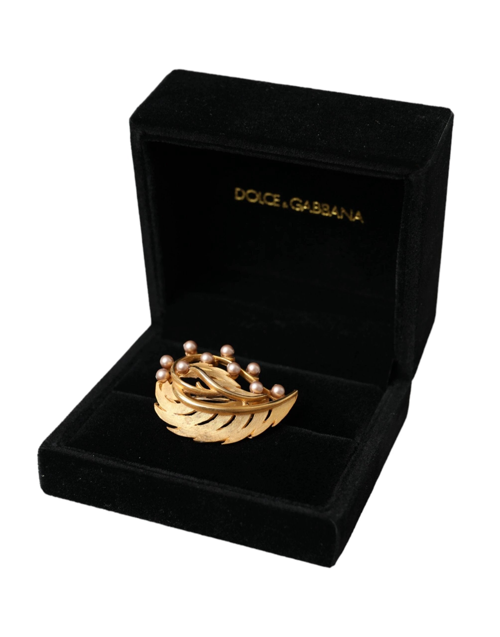 Dolce & Gabbana Gold Brass Leaf Embellished Jewelry Brooch Hair Pin by Dolce & Gabbana