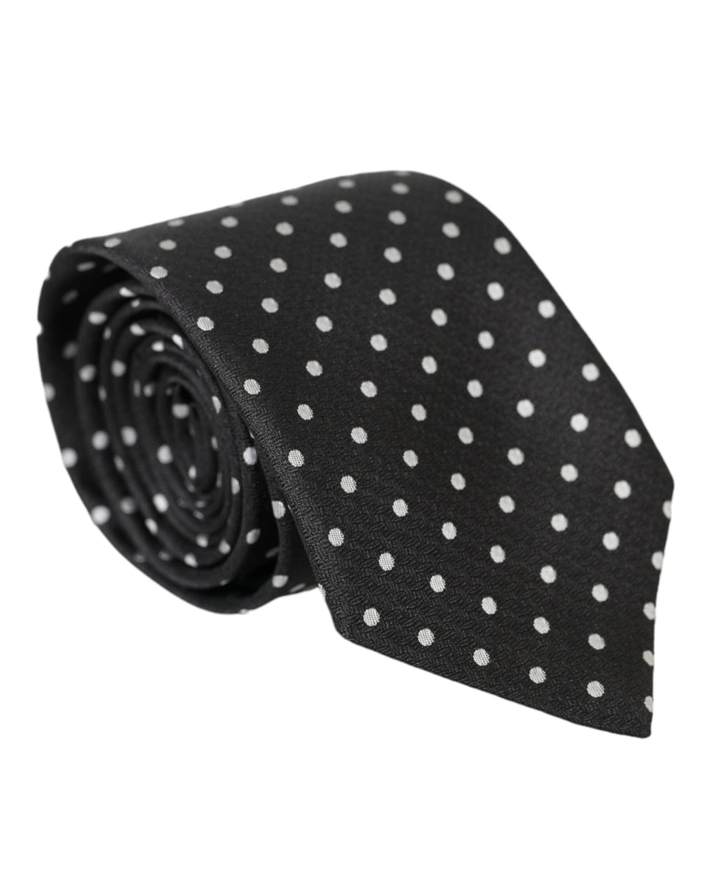 Dolce & Gabbana Black White Polka Dots 100% Silk Necktie Face Mask by Dolce & Gabbana